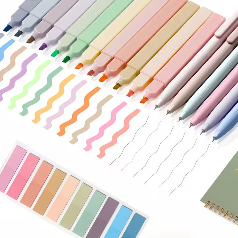 19-Piece Bible Highlighter & Ballpoint Set with 200 Clear Sticky Notes