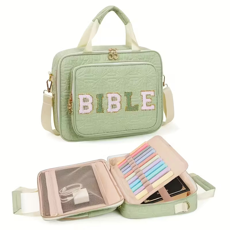 Large Bible Case with Handle – Zippered Storage, Elegant Travel Bible Bag
