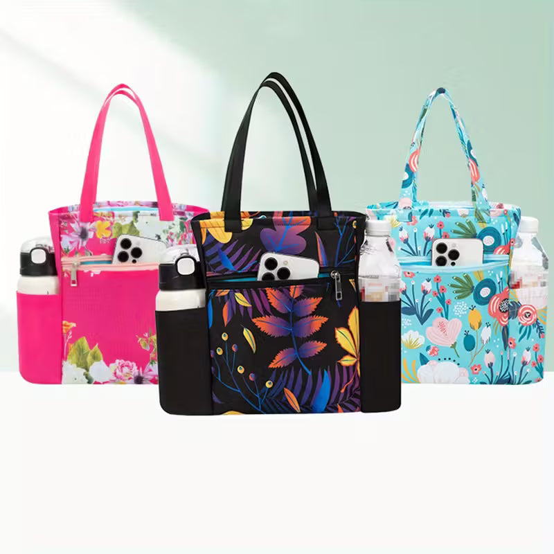 Floral Bible Cover Bag – Zippered Carry Case with Pockets & Handle