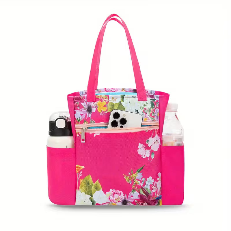 Floral Bible Cover Bag – Zippered Carry Case with Pockets & Handle