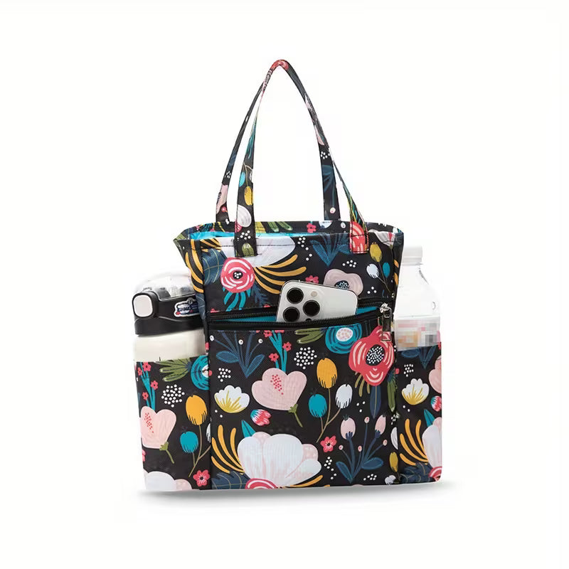 Floral Bible Cover Bag – Zippered Carry Case with Pockets & Handle