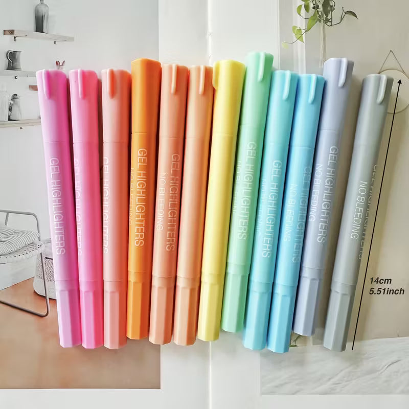 12-Piece Pastel Gel Highlighter Set