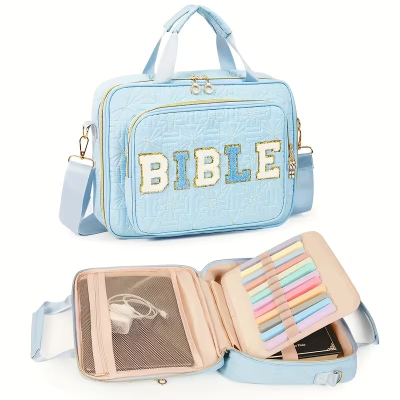 Large Bible Case with Handle – Zippered Storage, Elegant Travel Bible Bag