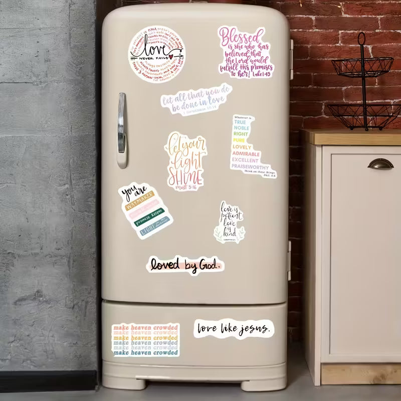 Bible Verse Sticker Pack – 50 Matte Inspirational Scripture Stickers