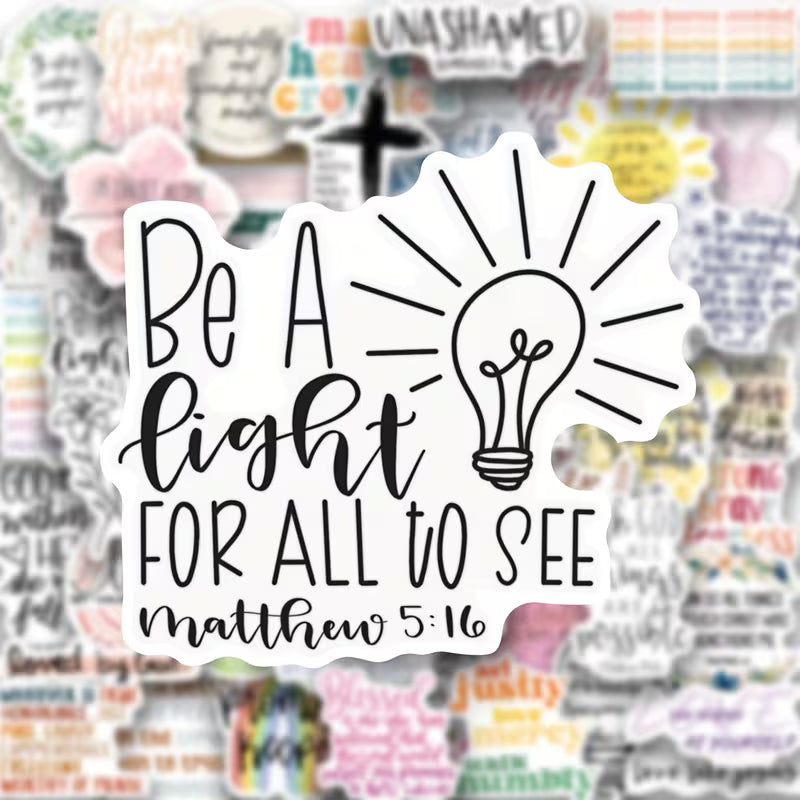 Bible Verse Sticker Pack – 50 Matte Inspirational Scripture Stickers
