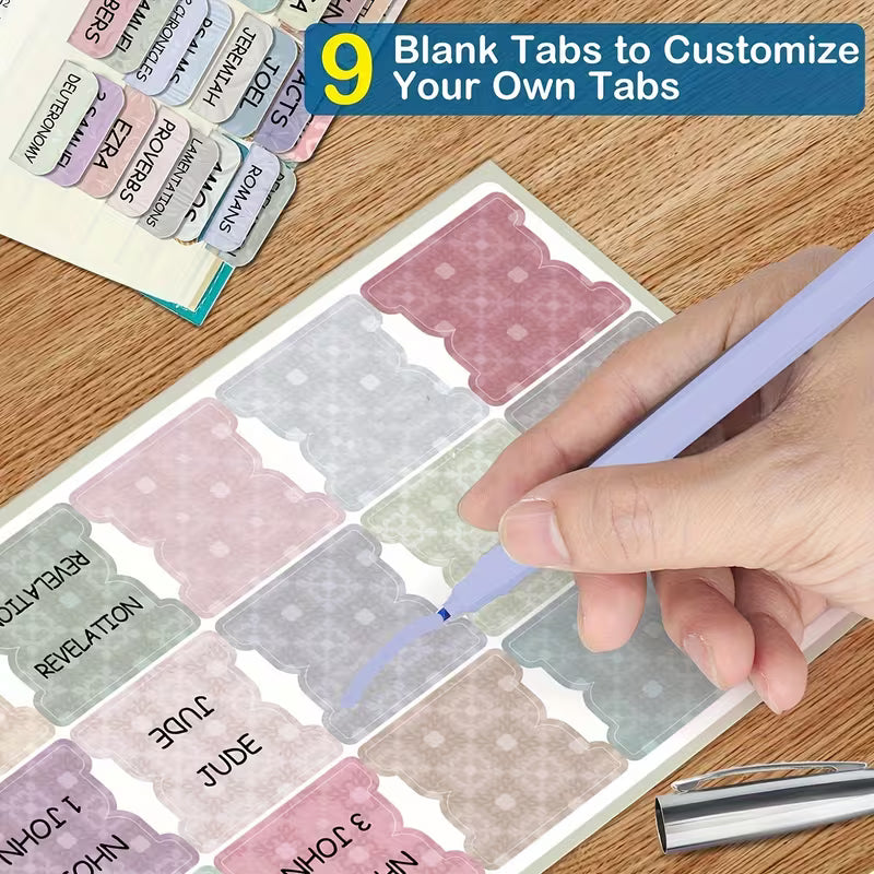 Bible Tabs Set with 6 No-Bleed Highlighters & 75 Sticky Tabs