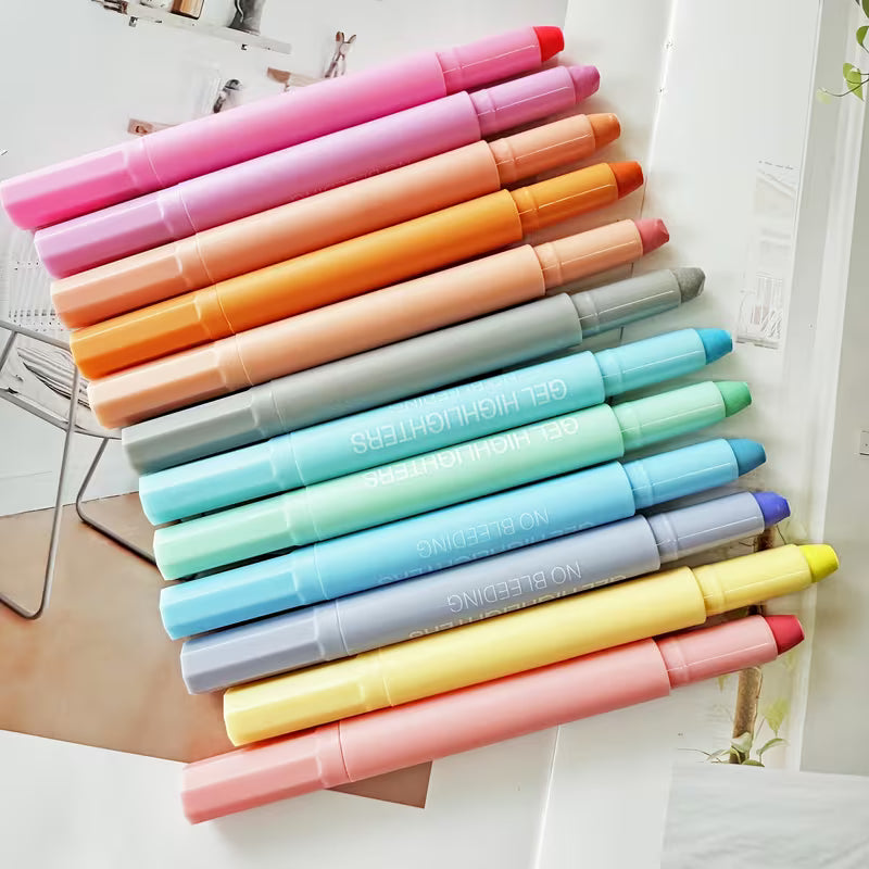 12-Piece Pastel Gel Highlighter Set