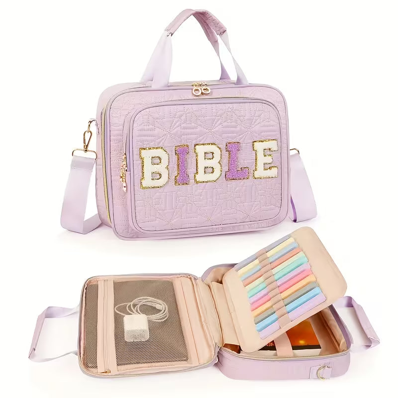 Large Bible Case with Handle – Zippered Storage, Elegant Travel Bible Bag