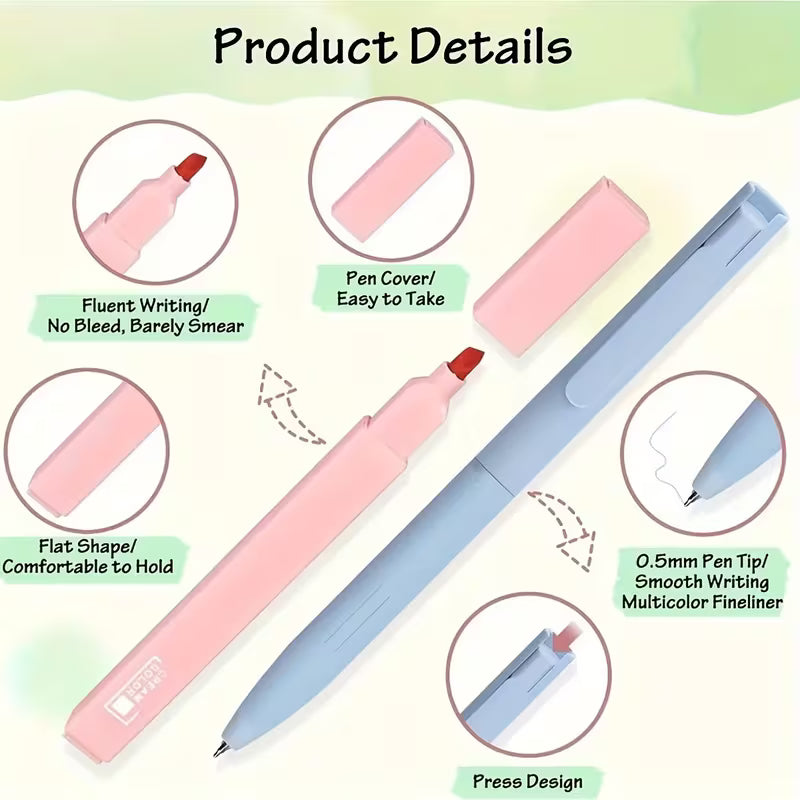 19-Piece Bible Highlighter & Ballpoint Set with 200 Clear Sticky Notes