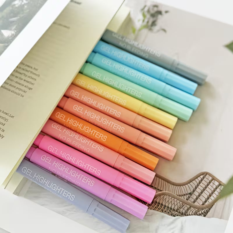 12-Piece Pastel Gel Highlighter Set