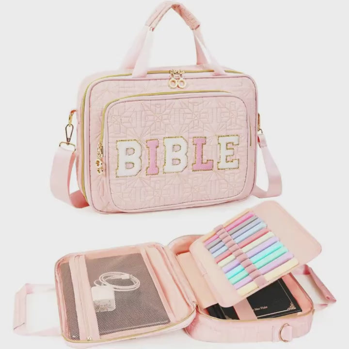 Large Bible Case with Handle – Zippered Storage, Elegant Travel Bible Bag